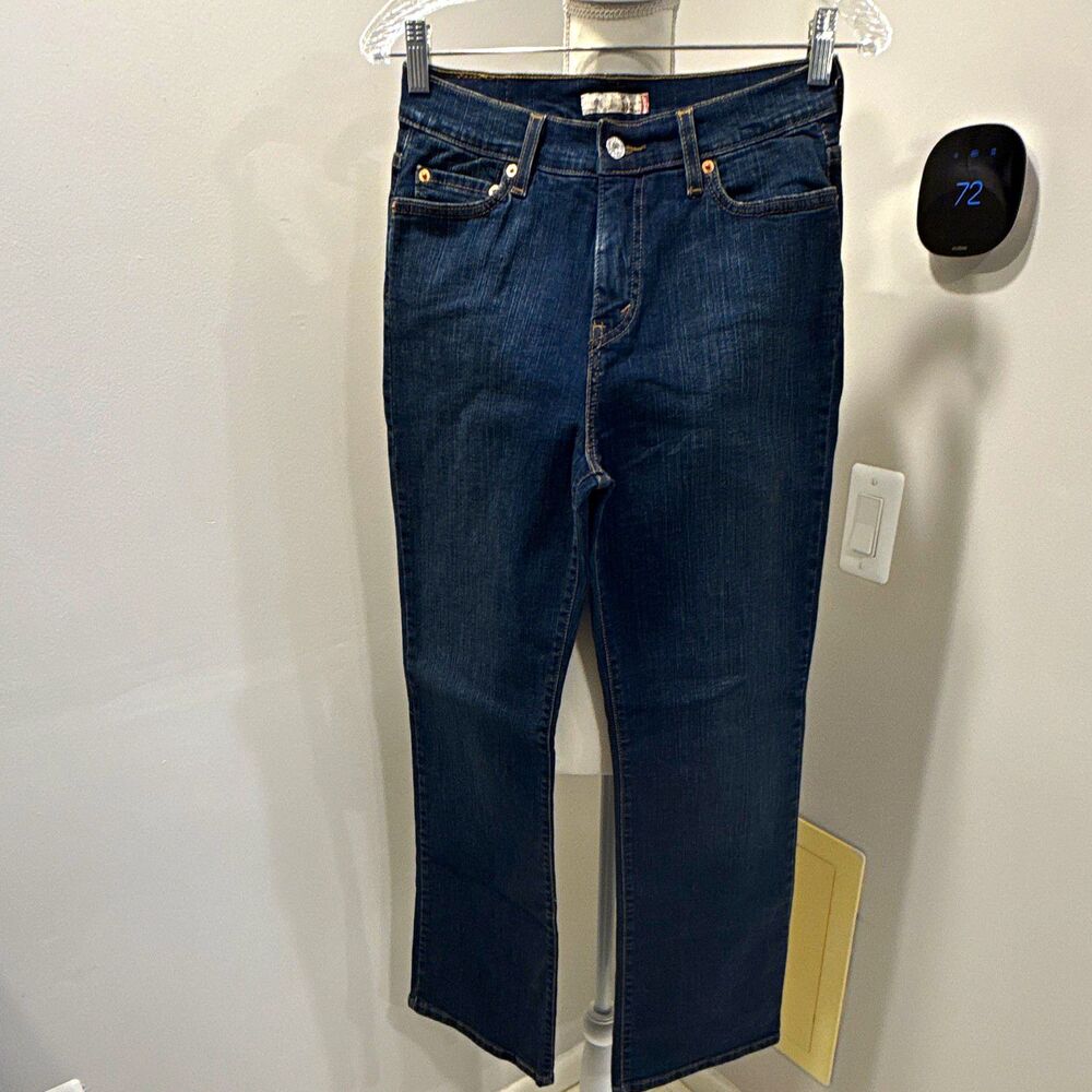 Levi's Womens Dark Wash Blue Denim Jeans Slim Fit Mid Rise Stretch Pockets